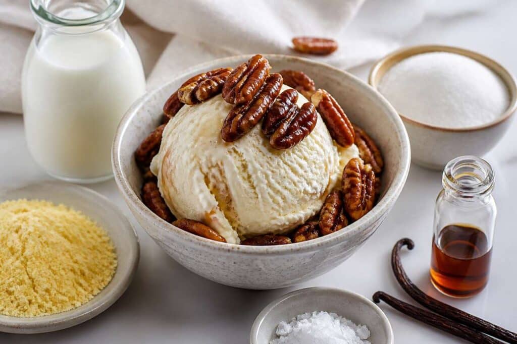 Glace vanille aux noix de pécan caramélisées : recette gourmande
