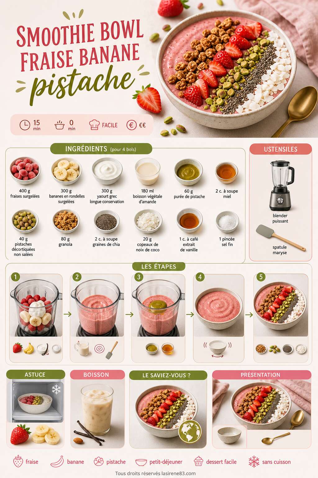 Fiche recette Recette smoothie bowl fraise banane pistache Fiche recette Recette smoothie bowl fraise banane pistache