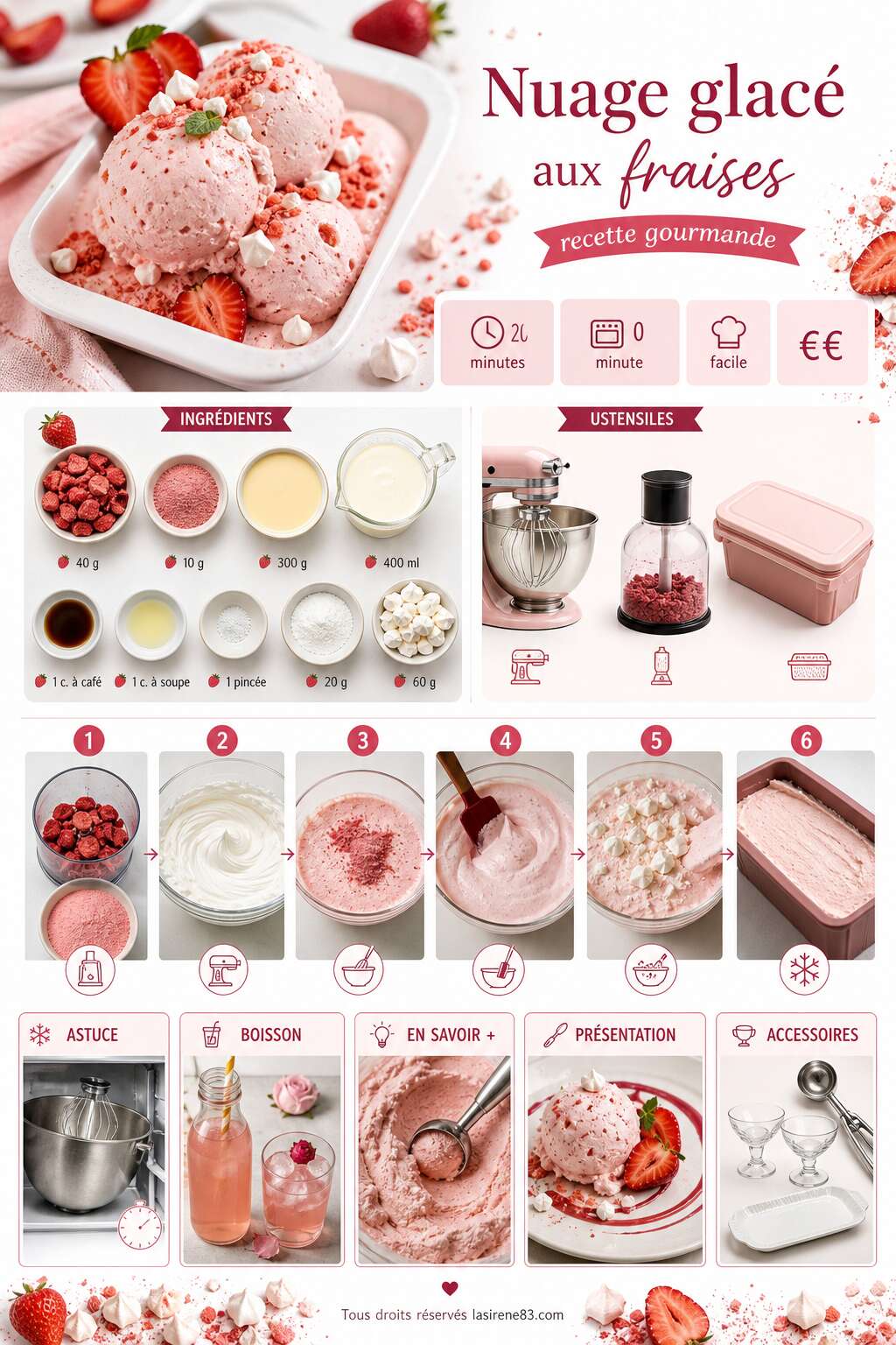 Fiche recette Nuage glacé aux fraises : recette gourmande Fiche recette Nuage glacé aux fraises : recette gourmande