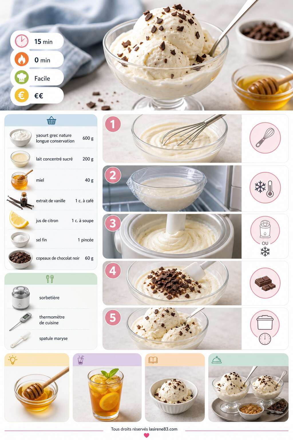 Fiche recette Recette de yaourt glac&eacute; maison (frozen yogurt)