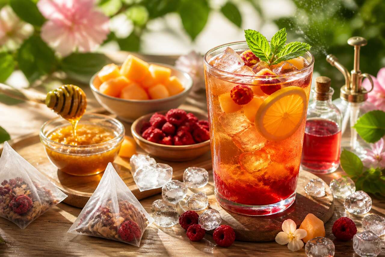 Tisane glacée melon framboises : recette rafraîchissante