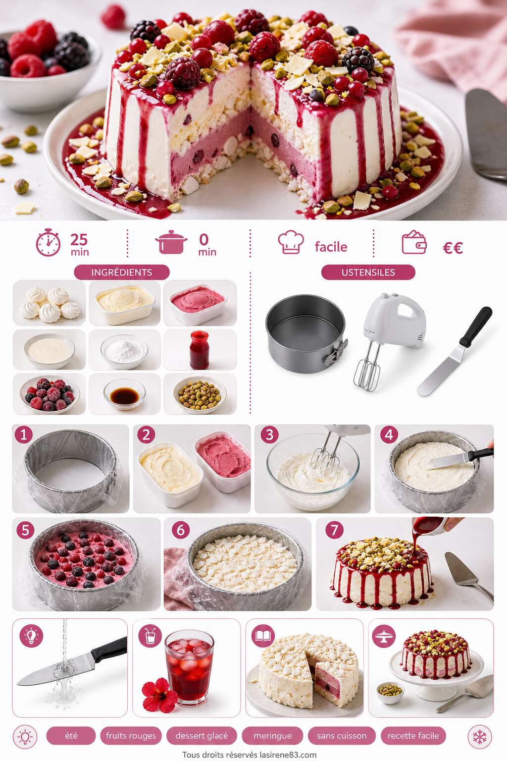 Fiche recette Vacherin glacé aux fruits rouges : recette estivale savoureuse Fiche recette Vacherin glacé aux fruits rouges : recette estivale savoureuse