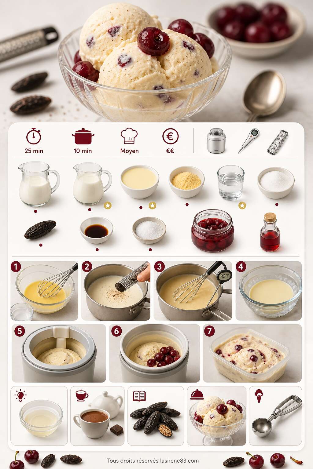 Fiche recette Glace à la fève tonka et cerises : une recette gourmande Fiche recette Glace à la fève tonka et cerises : une recette gourmande