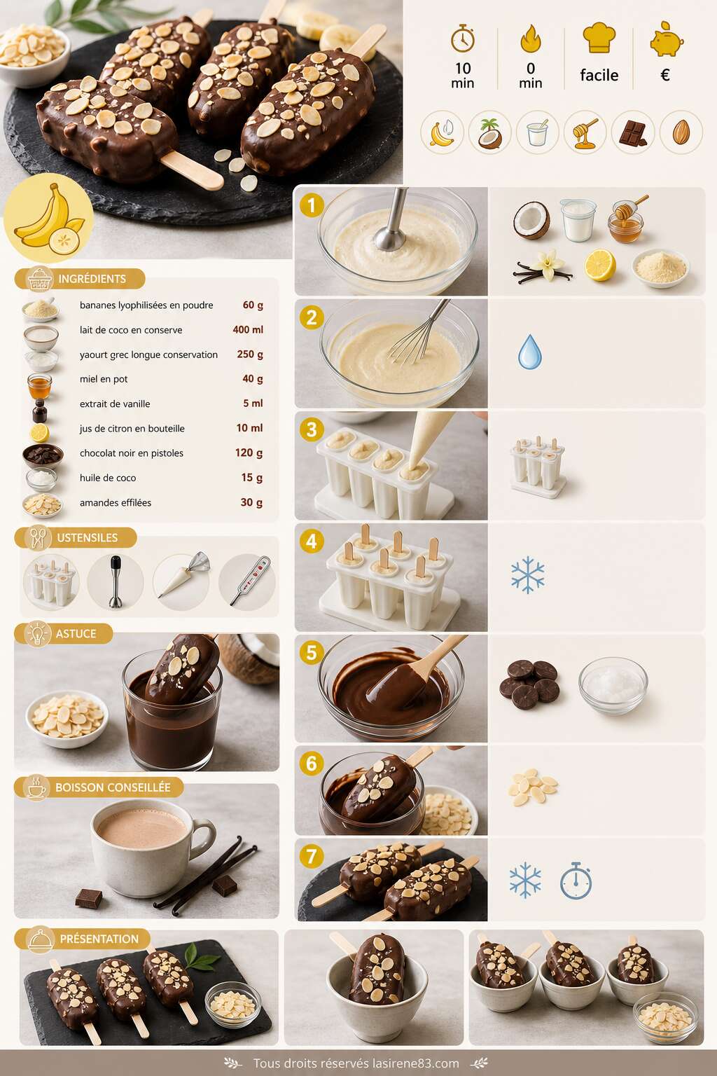 Fiche recette Recette de bâtonnets glacés à la banane : délice estival fait maison Fiche recette Recette de bâtonnets glacés à la banane : délice estival fait maison