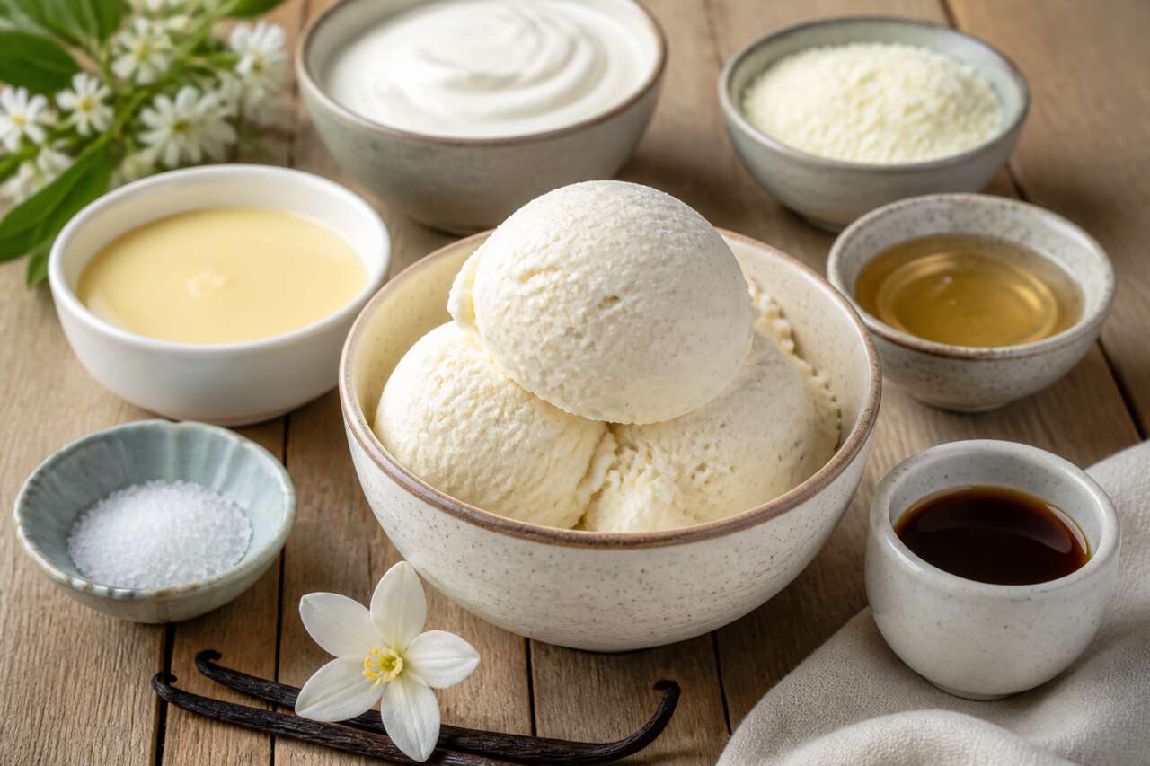Glace vanille sans sorbetière et sans oeufs : recette facile