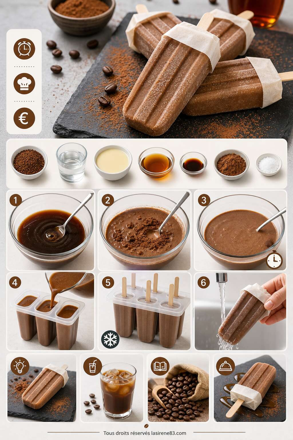 Fiche recette B&acirc;tonnets glac&eacute;s au caf&eacute; et sirop : recette facile et rafra&icirc;chissante