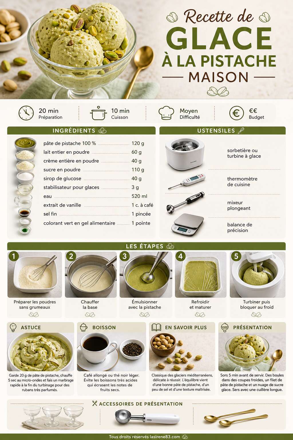 Fiche recette Recette de glace à la pistache maison Fiche recette Recette de glace à la pistache maison