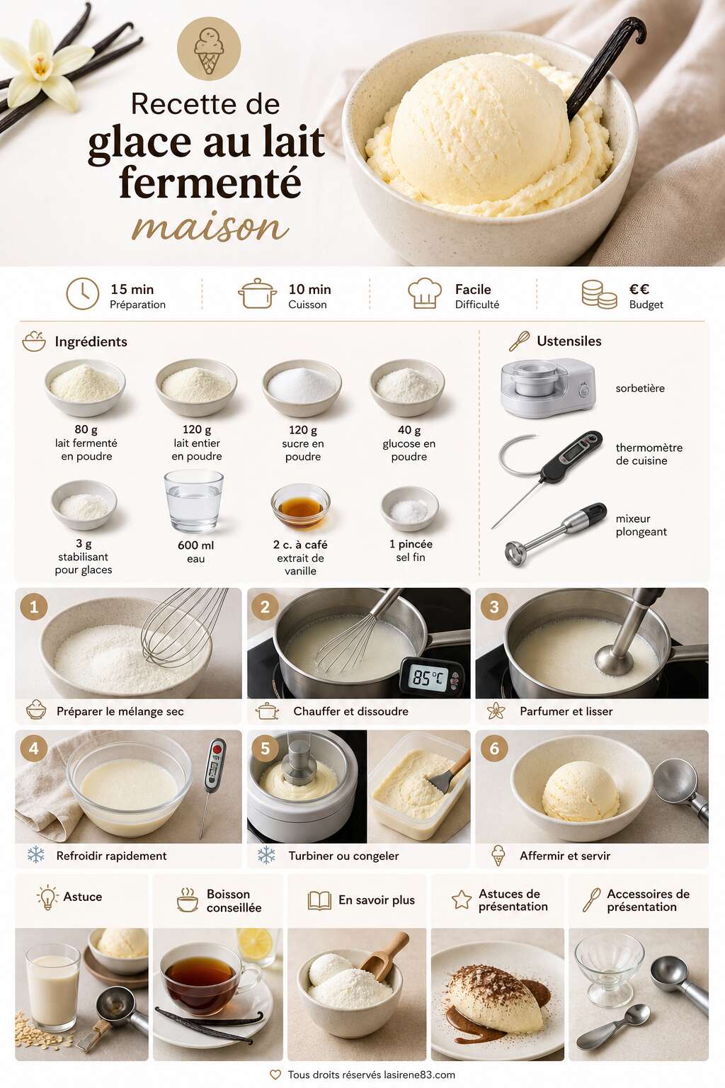 Fiche recette Recette de glace au lait fermenté maison Fiche recette Recette de glace au lait fermenté maison