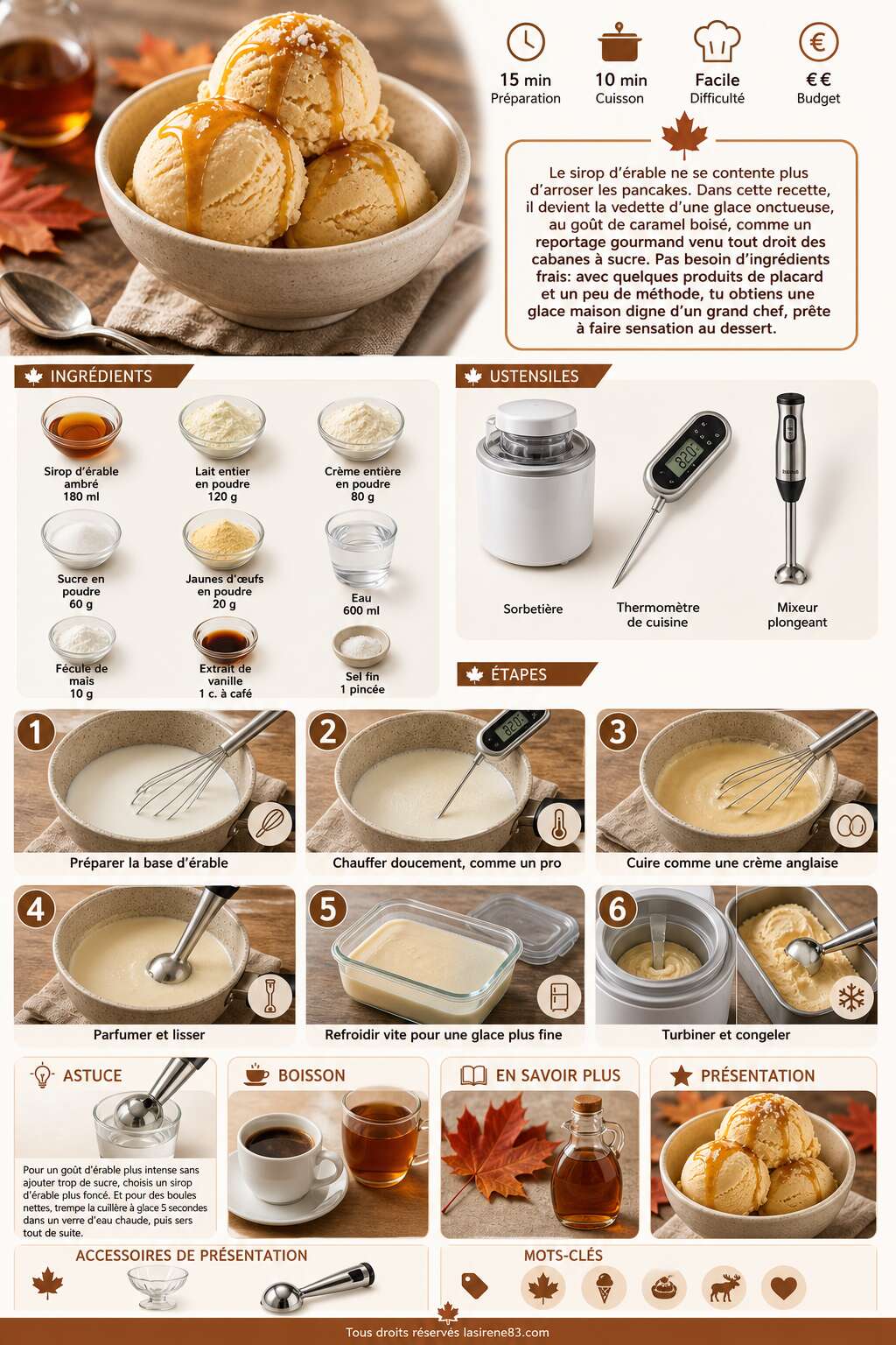 Fiche recette Glace au sirop d'érable : recette gourmande Fiche recette Glace au sirop d'érable : recette gourmande