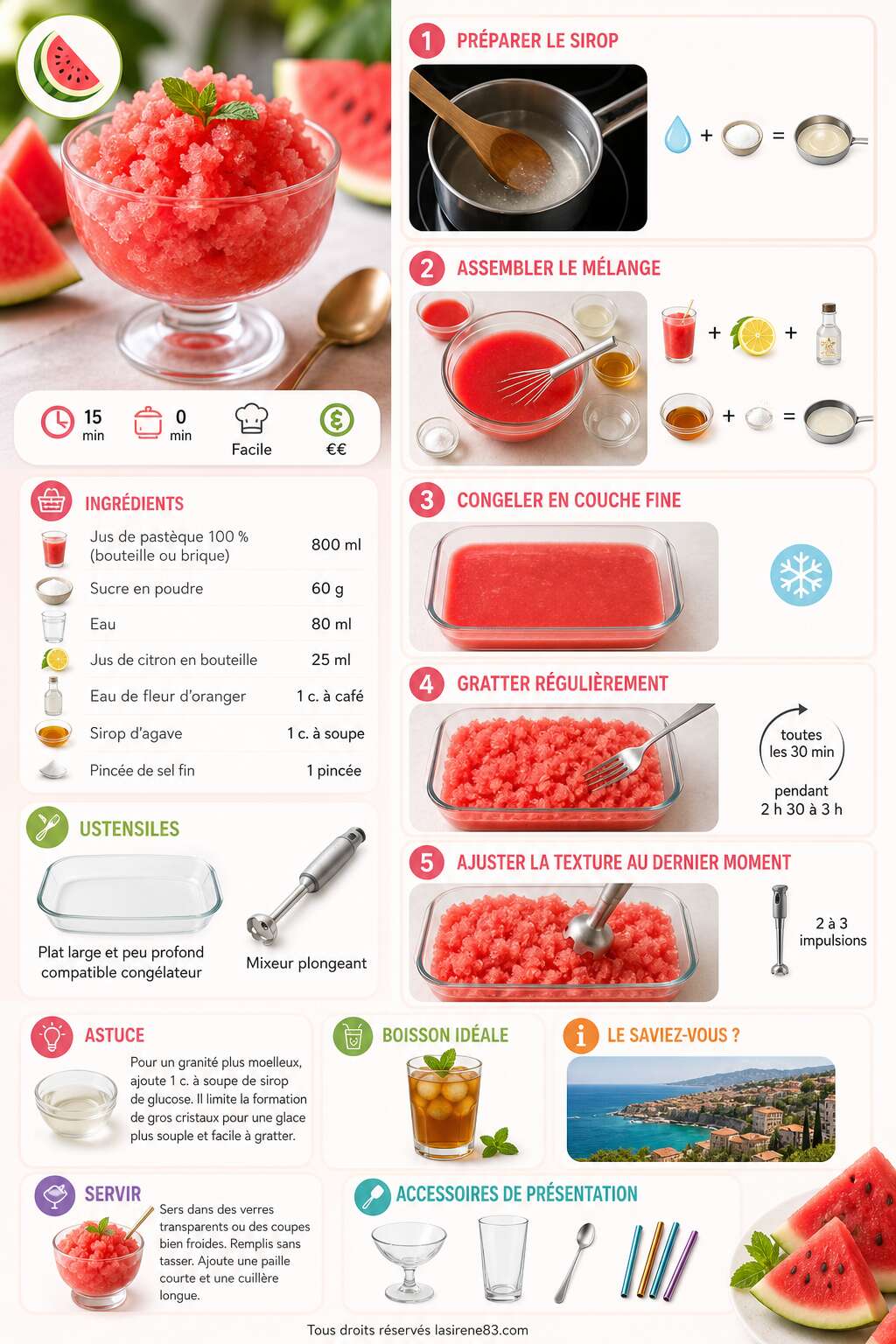 Fiche recette Granit&eacute; de past&egrave;que : recette rafra&icirc;chissante de granita maison