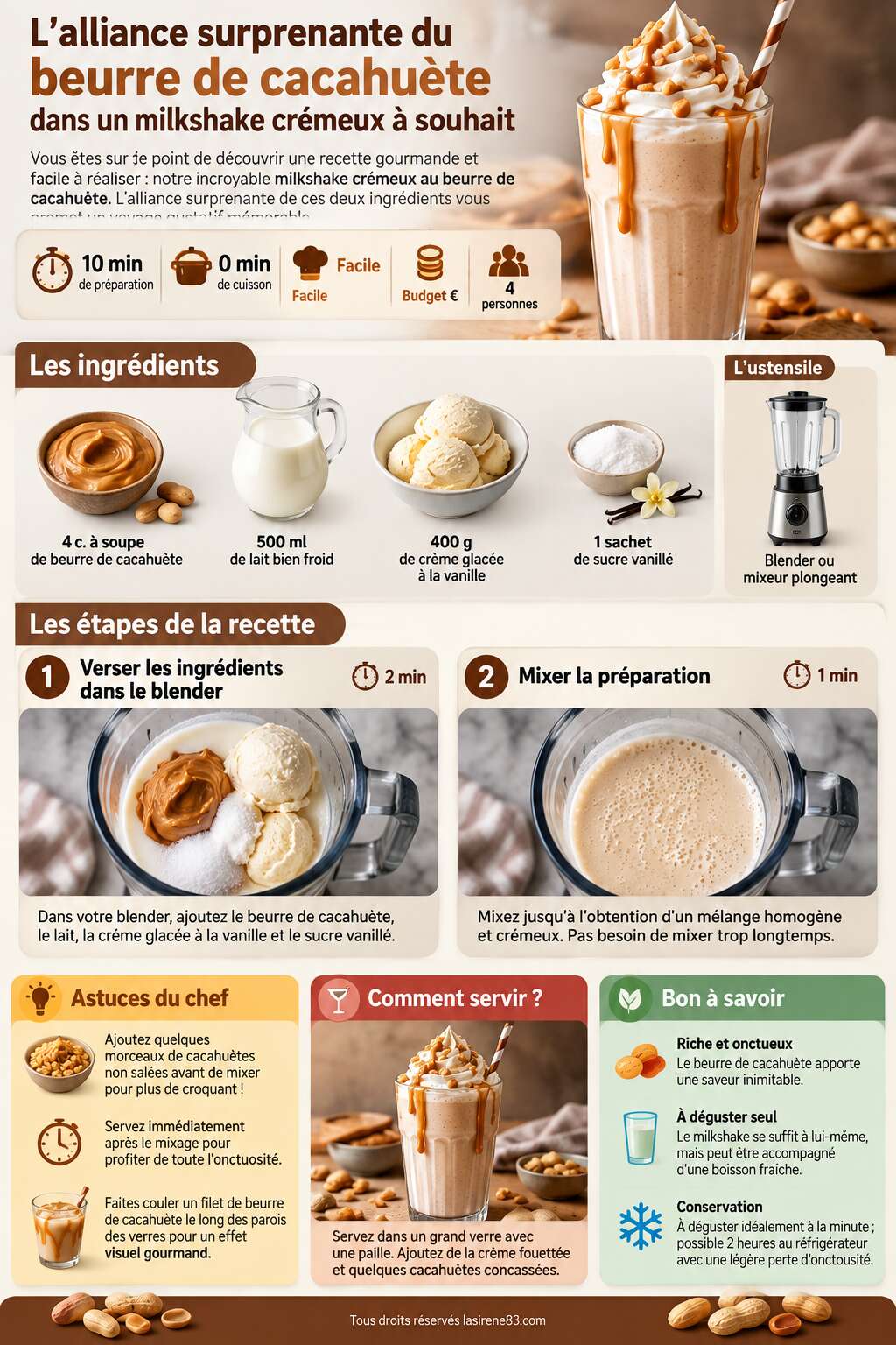 Fiche recette L'alliance surprenante du beurre de cacahuète dans un milkshake crémeux à souhait Fiche recette L'alliance surprenante du beurre de cacahuète dans un milkshake crémeux à souhait