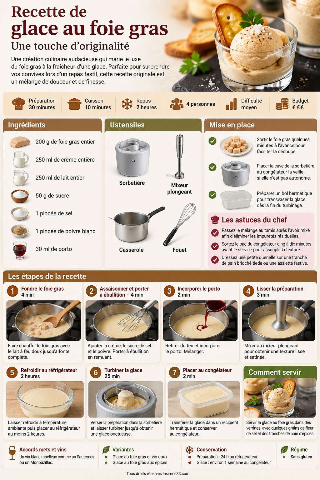 Fiche recette Recette de glace au foie gras : une touche d'originalité Fiche recette Recette de glace au foie gras : une touche d'originalité