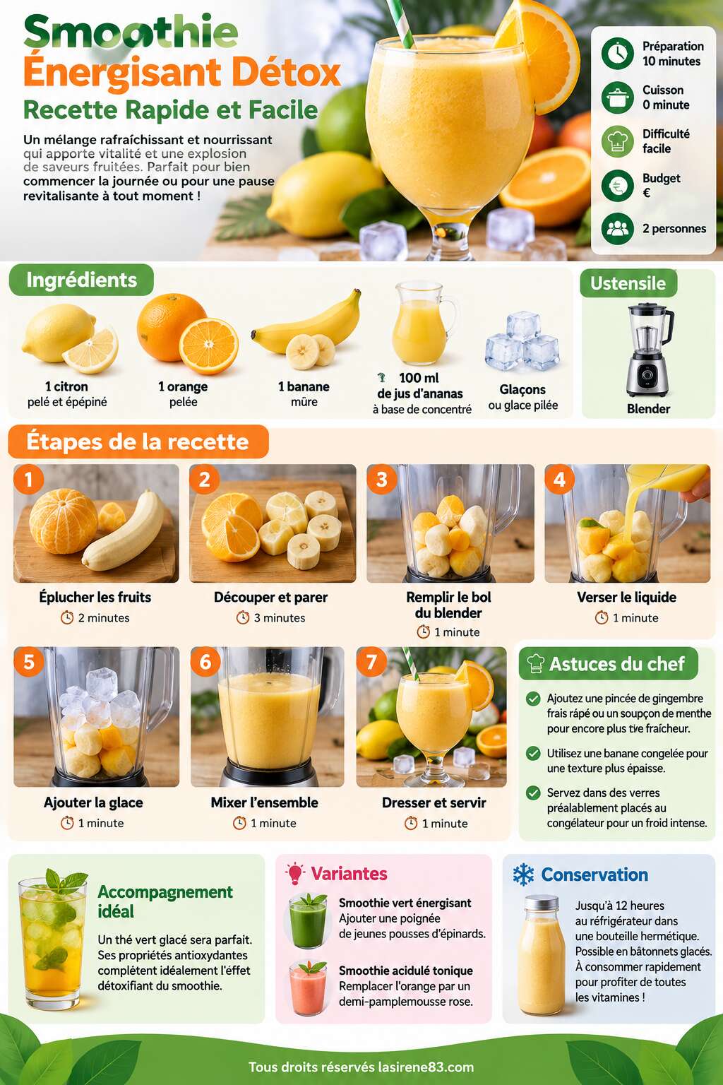 Fiche recette Smoothie Énergisant Détox : recette Rapide et Facile Fiche recette Smoothie Énergisant Détox : recette Rapide et Facile